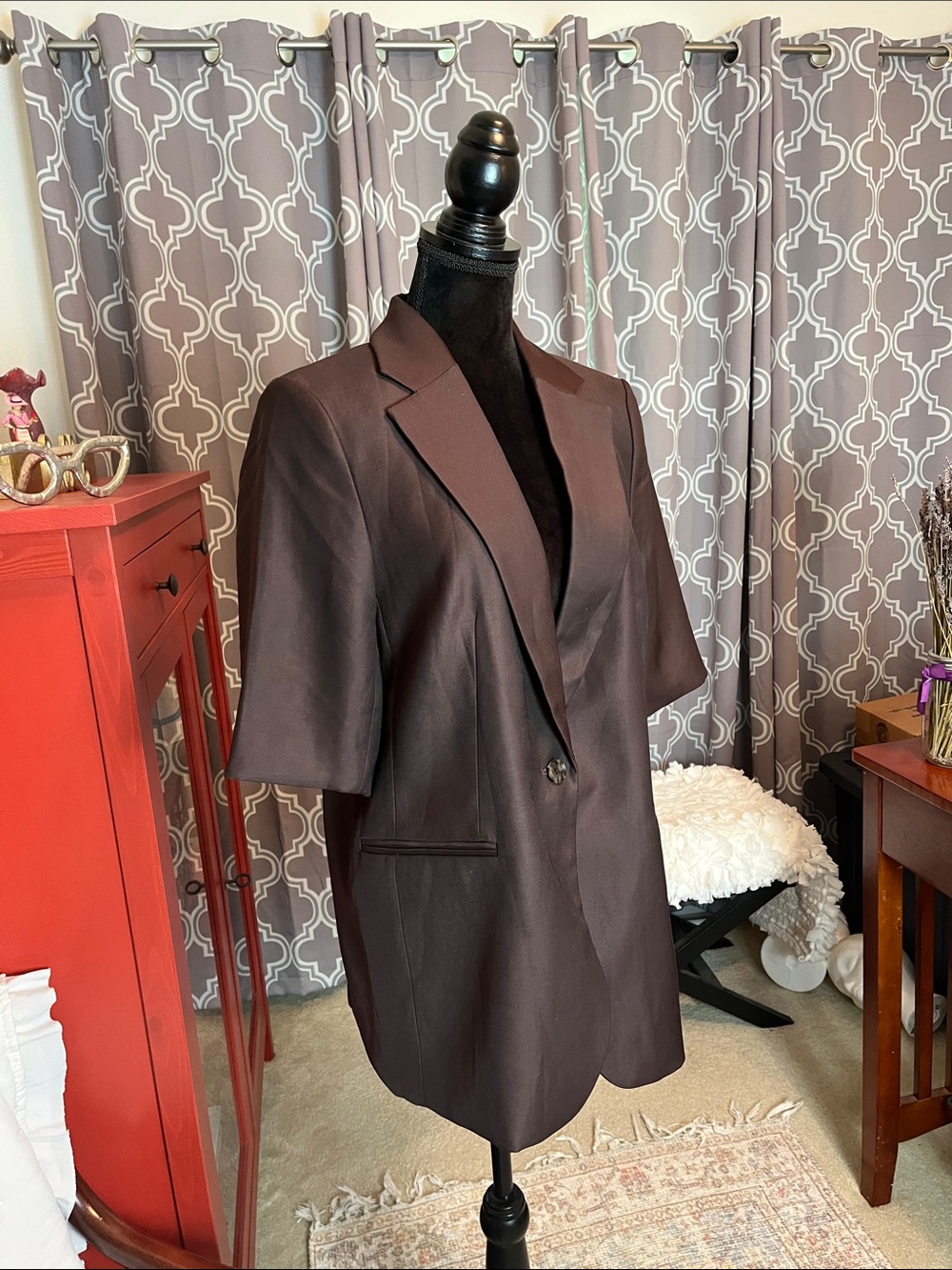 H&M Men's Short-Sleeve Blazer in Chocolate Brown